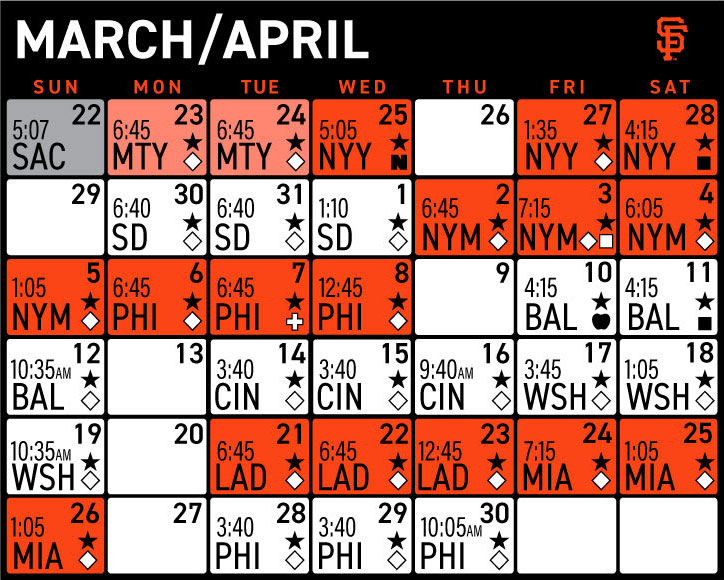 Giants games April