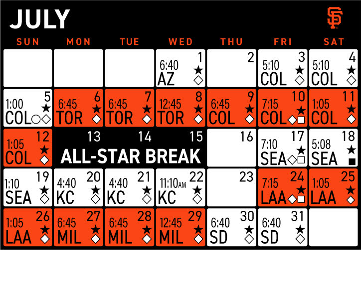 Giants games July
