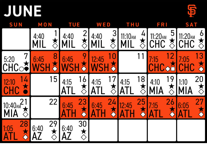 Giants games June