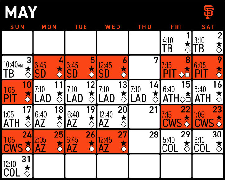 Giants games May